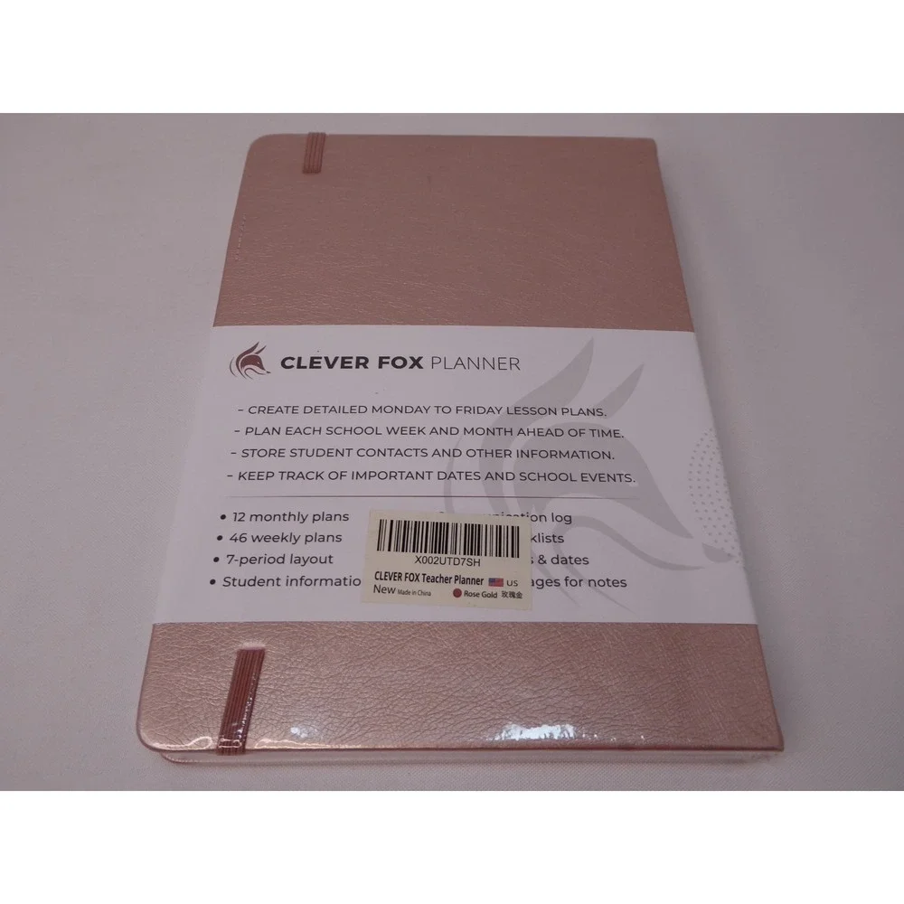 Clever Fox Teacher Planner School Year UnDated 7-Period Planner in Rose Gold New